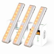 VAVSEA Under Cabinet Lights, Battery Operated Motion Sensor LED Lights, 10 LED Stick-On Anywhere Magnetic Closet Lights, Ideal for Cabinet, Safe, Hallway, Stairway, Kitchen, Pantry, 3 Pack-Warm light