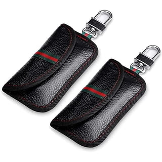 VAWcornic 2 Pack Faraday Bag, Genuine Leather RFID Signal Blocking Pouch, Keyless Signal Block Key Case for Car Security, Anti-Theft Remote Entry Smart Fob Protection - 2 Pcs Black