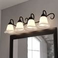 thumbnail image 1 of VAXCEL Bella 4-Light Matte Black Bathroom Vanity Fixture, White Glass Shade, 1 of 12