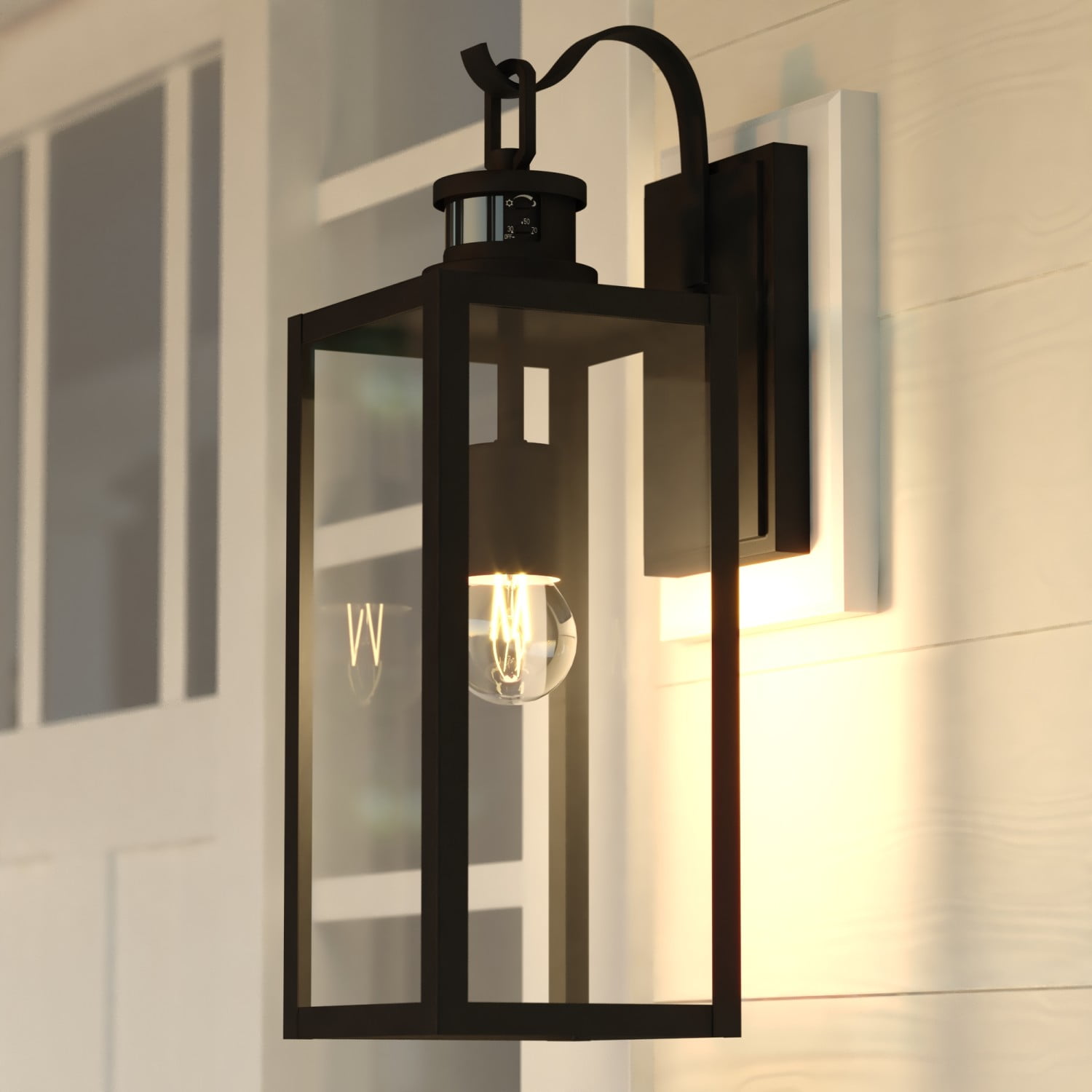 VAXCEL Clinton Matte Black Motion Dusk to Dawn Outdoor Wall Sconce Light Fixture
