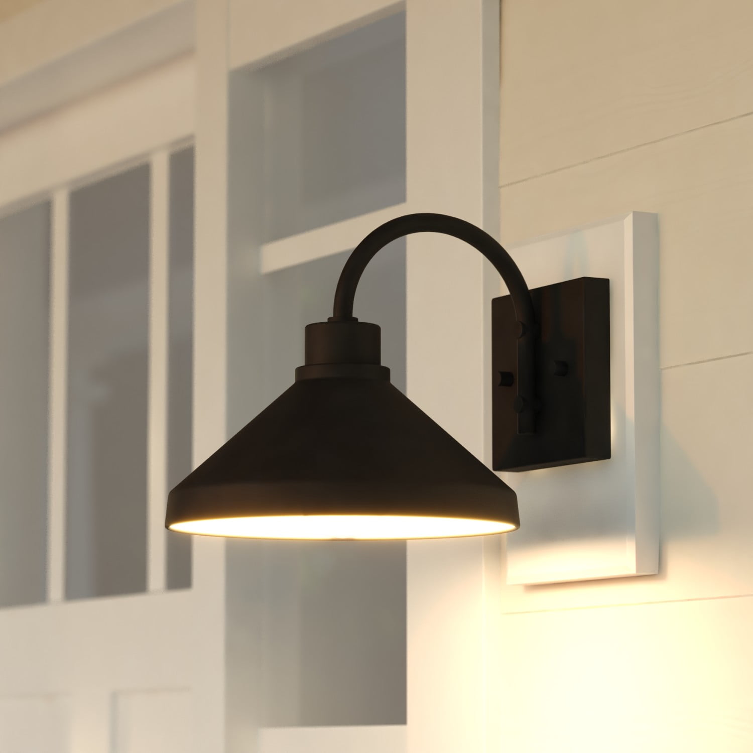 VAXCEL Highland Park Matte Black White Outdoor Wall Sconce Light, LED Compatible