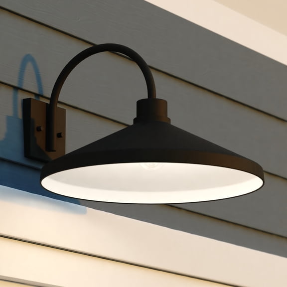 VAXCEL Highland Park Matte Black White Outdoor Wall Sconce Light, LED Compatible