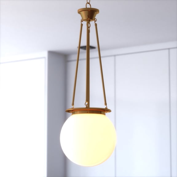 VAXCEL Kent 1-Light 11.75 in. Wide Muted Brass Gold Globe Pendant with White Frosted Opal Glass Shade, Adjustable Height Hanging Ceiling Fixture for Dining Table, Kitchen, Entryway, Island, Foyer