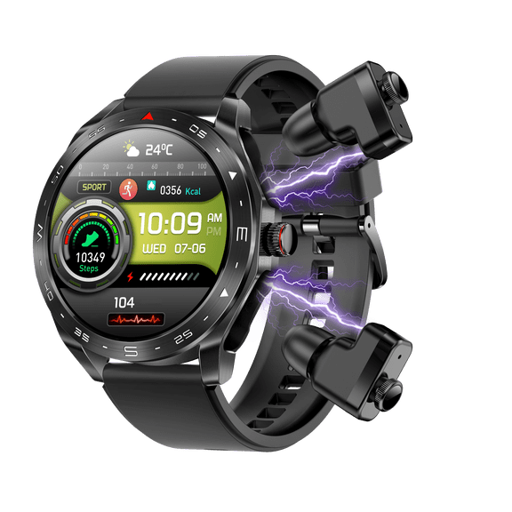 VAYKAL Smartwatch TWS Earbuds 2 in 1 Fitness Tracker for Android and iOS Multiple Sports Modes Pedometer Timer Stopwatch Make and Answer Calls Message Notifications IP67 Waterproof