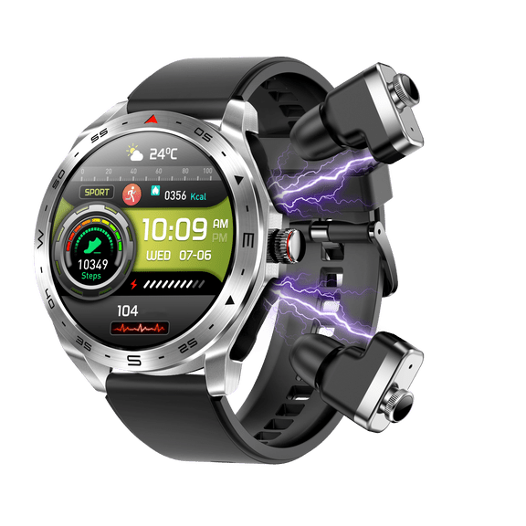 VAYKAL Smartwatch TWS Earbuds 2 in 1 Fitness Tracker for Android and iOS Multiple Sports Modes Pedometer Timer Stopwatch Make and Answer Calls Message Notifications IP67 Waterproof