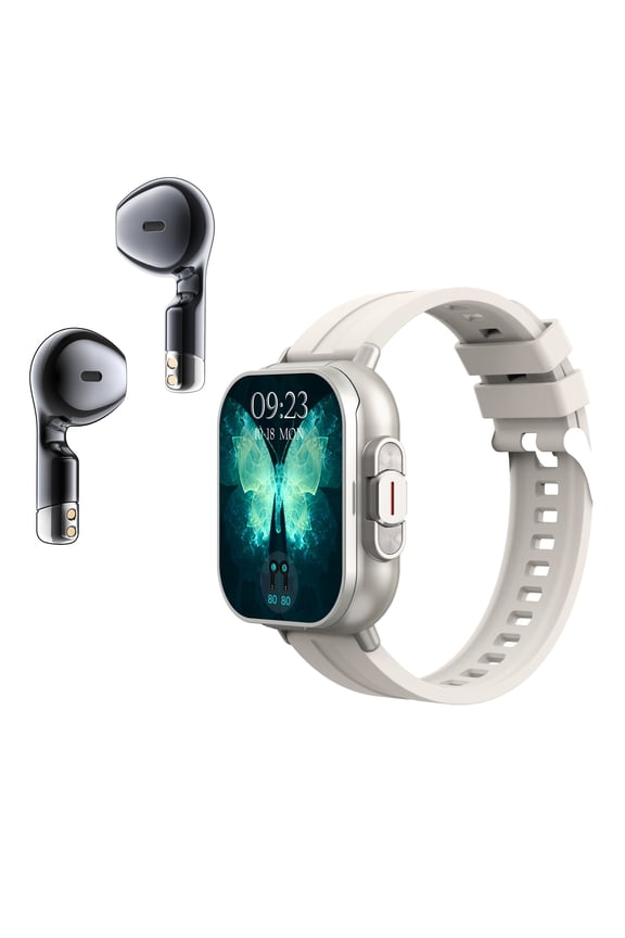 Smartwatch with TWS Earbuds 2-in-1 Fitness Tracker for Android and iOS Multiple Sport Modes Step Counter Stopwatch Call Messages Notifications IP67 Waterproof