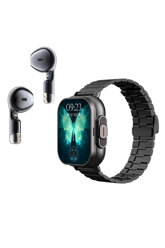 Smartwatch with TWS Earbuds 2-in-1 Fitness Tracker for Android and iOS Multiple Sport Modes Step Counter Stopwatch Call Messages Notifications IP67 Waterproof
