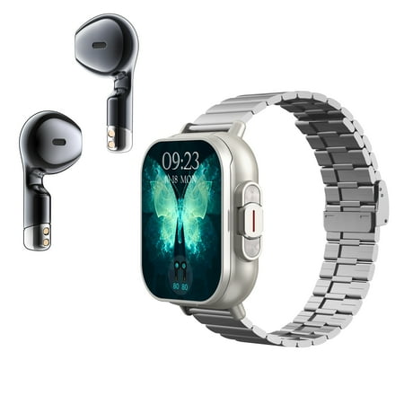 VAYKAL Smartwatch with TWS Earbuds 2-in-1 Fitness Tracker for Android and iOS Multiple Sport Modes Step Counter Stopwatch Call Messages Notifications IP67 Waterproof