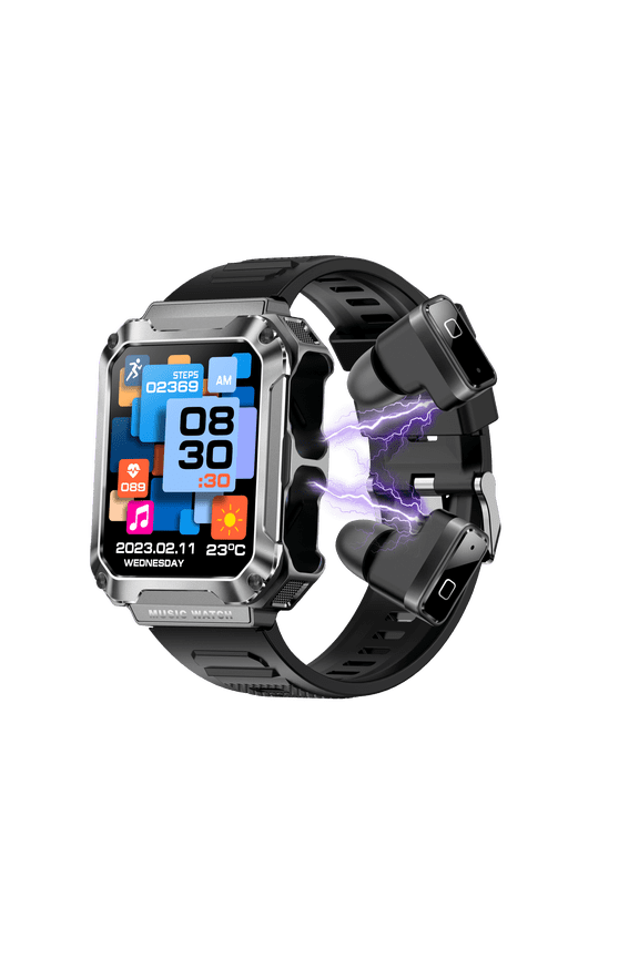Smartwatch TWS Earbuds 2-in-1 Fitness Tracker for Android and iOS Multiple Sports Modes Pedometer Stopwatch Call and Message Notifications IP67 Waterproof