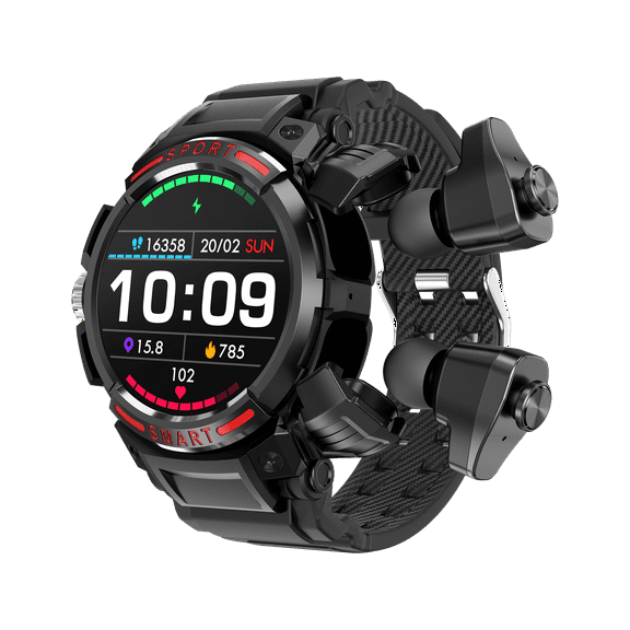 VAYKAL Smartwatch TWS Earphones 2-in-1 Fitness Tracker for Android and IOS Multi Sport Modes Pedometer Stopwatch Make/Answer Calls Message Notifications IP67 Waterproof