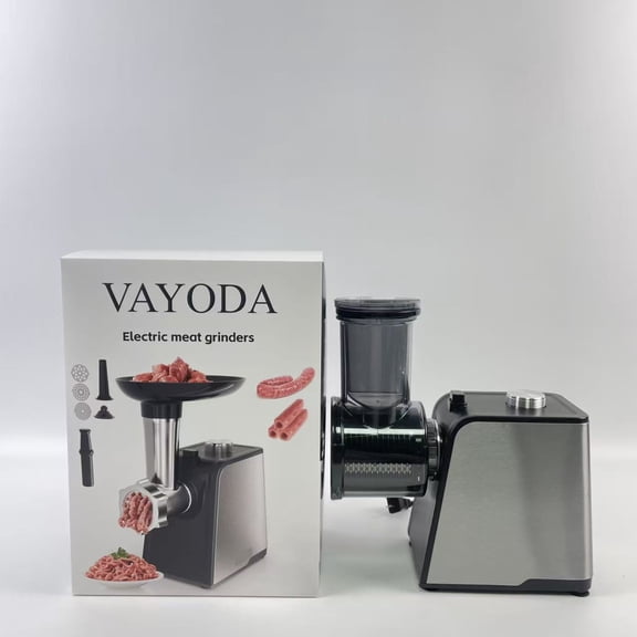VAYODA Electric meat grinders,Electric Meat Grinder, Sausage Stuffer with 3 Sausage Tubes, 2 Blades, 3 Plates, 3200W Max, Meat Grinder Heavy Duty, Stainless Steel (Black)