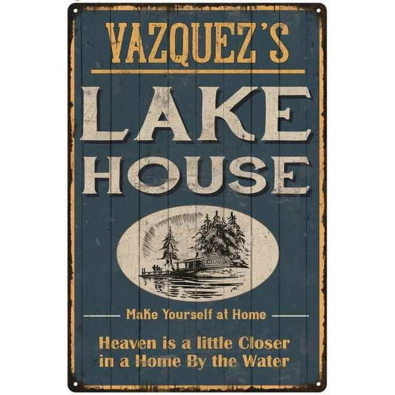 VAZQUEZ'S Lake House Blue Cabin Home Decor Gift 12x18 Metal 112180038328