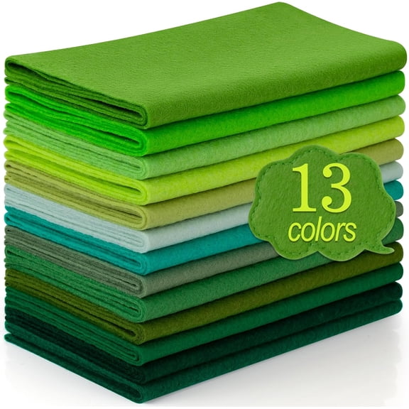 VBA 13 Rolls 8"x35" 1.4mm Thick Soft Felt Fabric Sheet 13 Assorted Green Series Colors Felt Pack Pastel Felt Sheets for DIY Craft Sewing Squares Nonwoven Patchwork