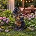 thumbnail image 1 of VBAL 39"H Outdoor Freestanding Water Fountain, 4-Tier Cascading Funny Bears Statue Resin Water Fountain, Warm LED Light and Pump, for Garden, Patio, Yard, Deck, Porch, Lawn, Gray and Black, 1 of 8