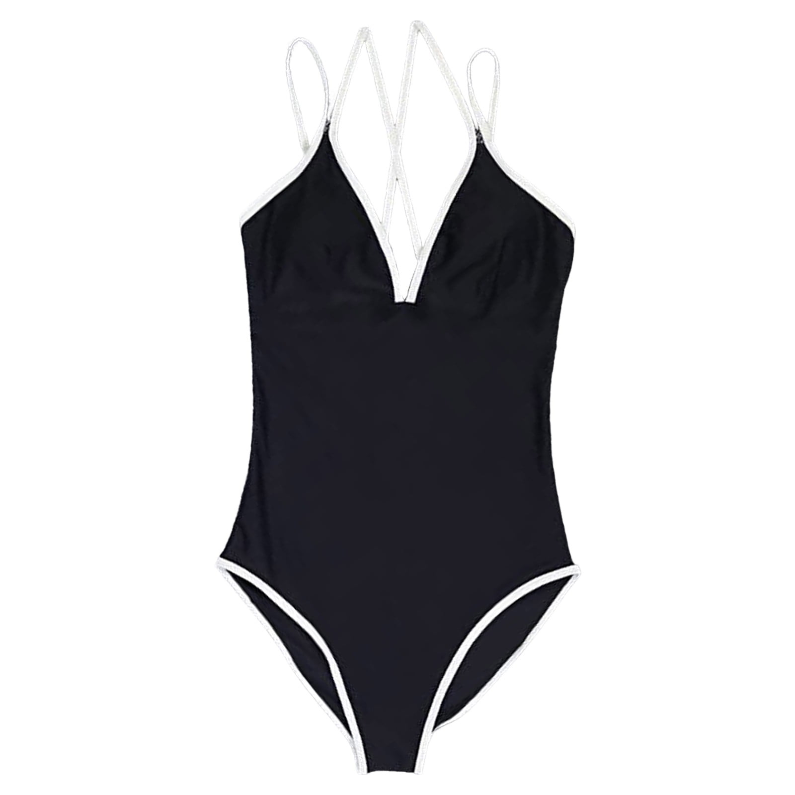 VBARHMQRT 1 Piece Swimsuit Women Built in Bra V Neck Thong Bikini