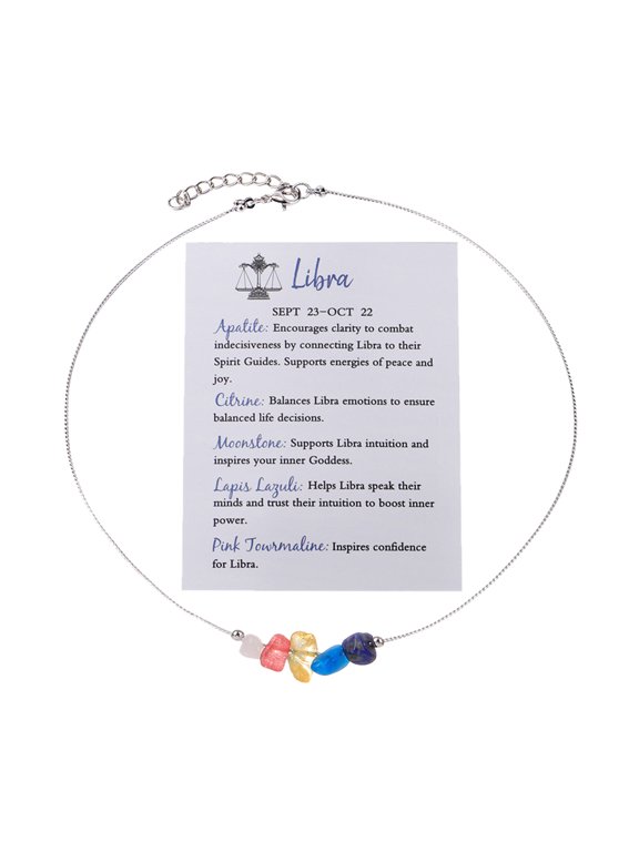 12 Constellation Zodiac Necklace for Women Natural Stone Zodiac Sign Choker Necklaces 12 Constellation Birthday Jewelry Gifts Necklaces for Women Trendy Summer Necklace Pendant Small