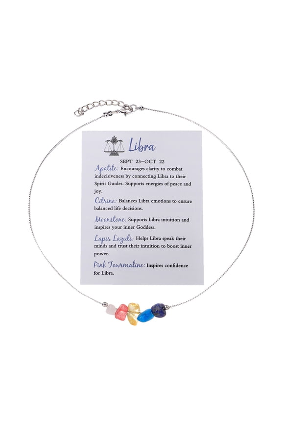 12 Constellation Zodiac Necklace for Women Natural Stone Zodiac Sign Choker Necklaces 12 Constellation Birthday Jewelry Gifts Necklaces for Women Trendy Summer Necklace Pendant Small