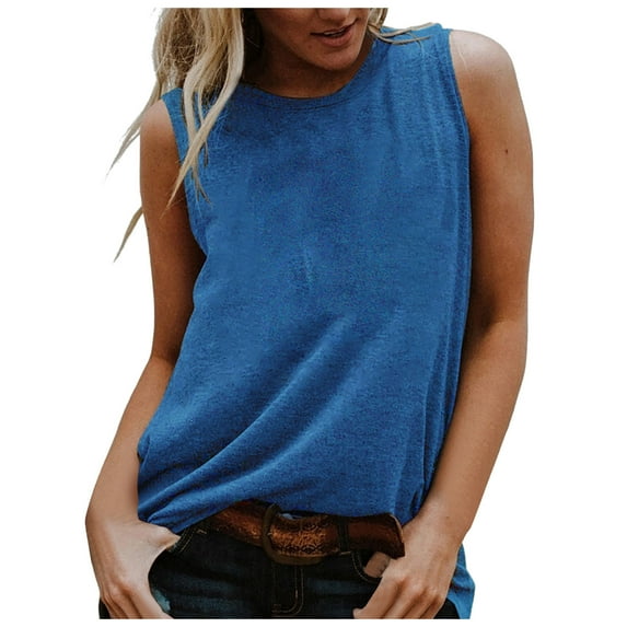 VBARHMQRT 3/4 Length Sleeve Womens T Shirts Vest Sleeveless Tanks Summer Casual Tops O Neck Solid Color Casual Shirts Slim Fit Blouse Fuschia Tops for Women T Shirts for Women V Neck Graphic