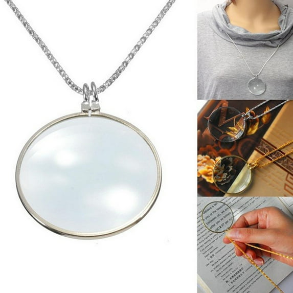 VBARHMQRT 6X Magnifier Pendant Necklace Magnify Glass Reeding Decorativ Monocle Necklace Pearl Necklaces for Women Trendy Preppy Necklace Necklaces for Women Silver Letter