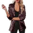 thumbnail image 1 of VBARHMQRT Black Blazer Women Oversized Leather Women Sequins Sequin Jacket Casual Long Sleeve Glitter Party Shiny Lapel Coat Rave Outerwear Womens Suit Jacket Black Suit Jacket for Women Plus Size, 1 of 7