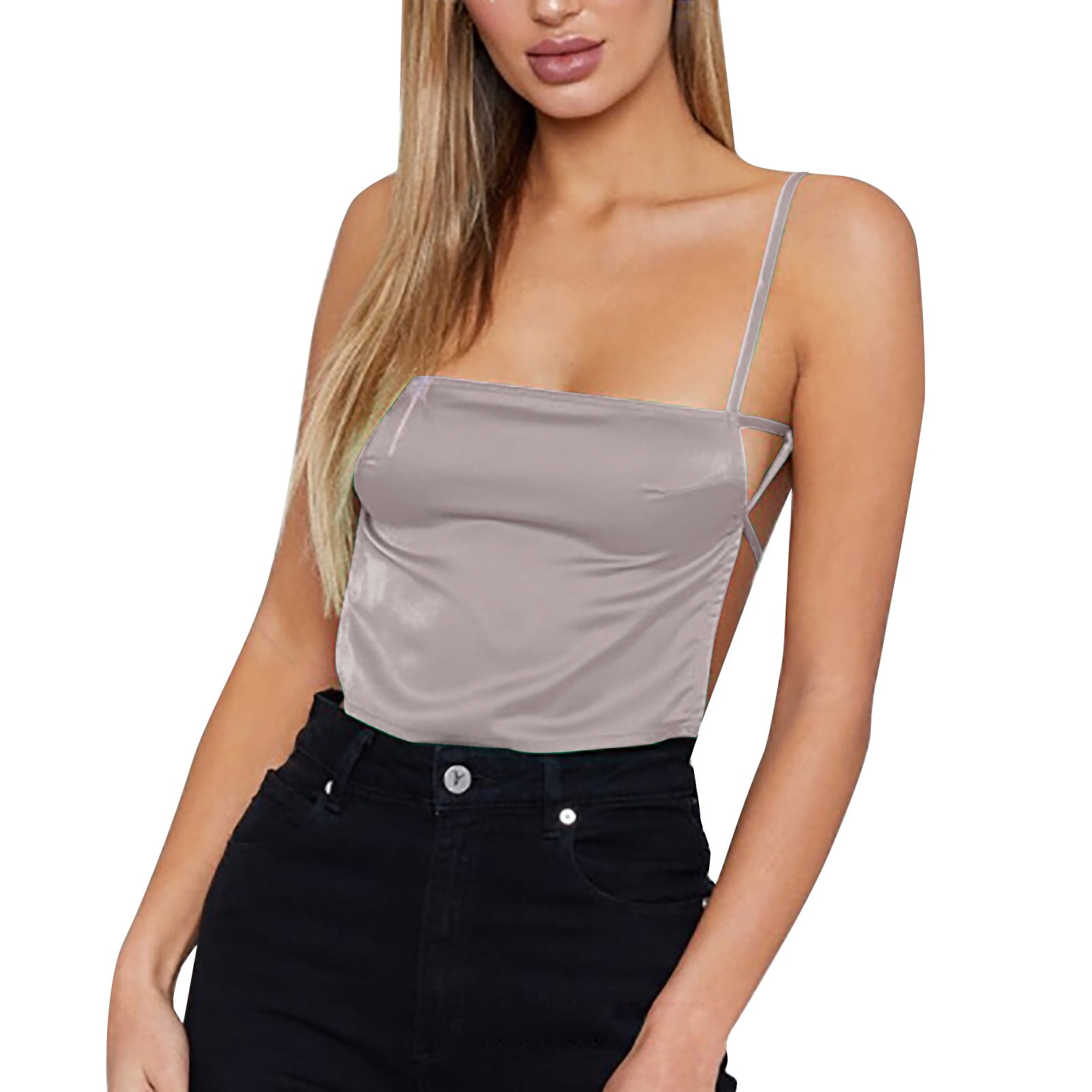 VBARHMQRT Black Tank Top Woman with Bra Womens Sexy Casual Holiday