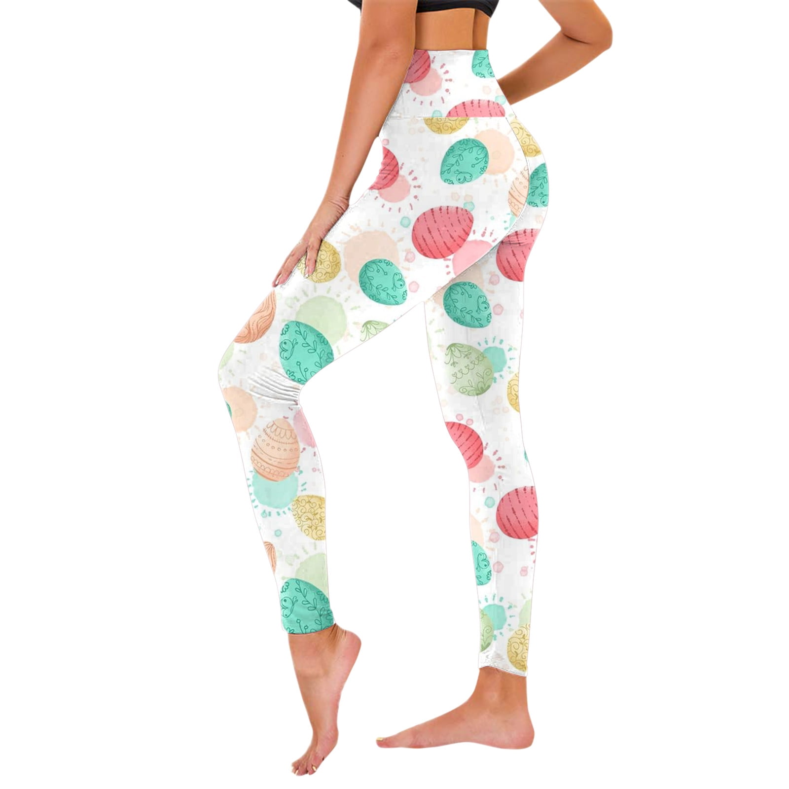 VBARHMQRT Black Yoga Pants with Pockets for Women Womens Casual Printed High Waist Leggings