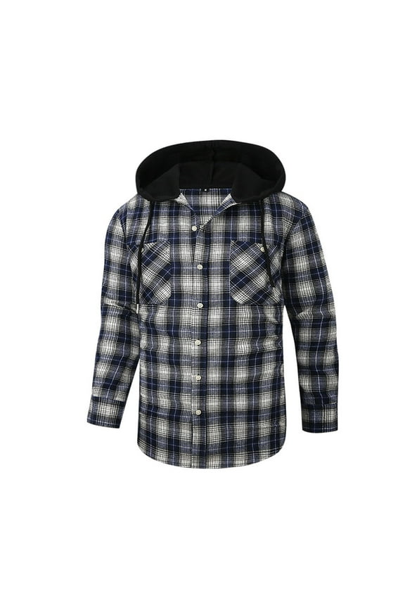 Bowling Shirts for Men Retro Spring Men's Fashion Casual Hooded Woolen Flannel Plaid Shirt Coat Funny Bowling Shirts for Men Beer Shirts