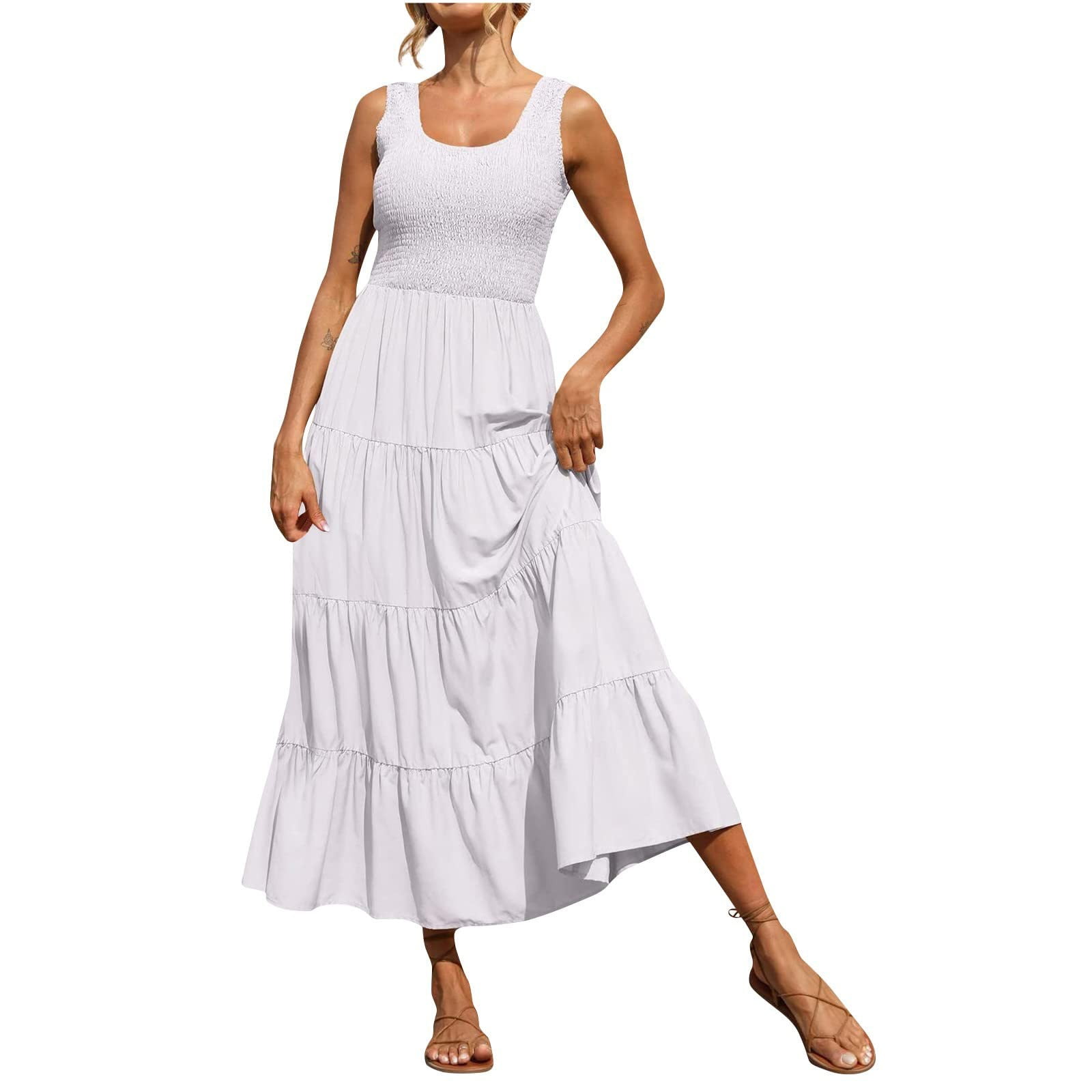 VBARHMQRT Bridal Shower Dress Women's 2024 Casual Loose Plain Maxi ...