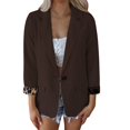 thumbnail image 1 of VBARHMQRT Brown Blazer for Woman Ladies' Solid Color Slim Fit One Button Middle Sleeve Leisure Suit Jacket Womens Blazer Jacket Sequin Blazer for Women Plus Size, 1 of 4