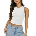 thumbnail image 1 of VBARHMQRT Cropped Tank Top with Built in Bra Lace Womens Solid Color Fashionable and Sexy Sleeveless Tight Bottomed Shirt with a Round Neck and a Racerback Top for External Wear, 1 of 9