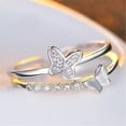 thumbnail image 1 of VBARHMQRT Cubic Zirconia Ring Sterling Silver Fashion Silver Open Butterfly Ring Trendy Alloy Adjustable Ladies Ring Ring for Women Promise Rings for Couples, 1 of 7