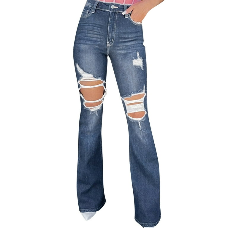 VBARHMQRT Female Bell Bottom Jeans for Women Short Waisted Women s Wash Bell Bottoms Jeans Trousers Women Jeans Straight Leg Long Bell Bottom Jeans for Women Short Inseam Walmart