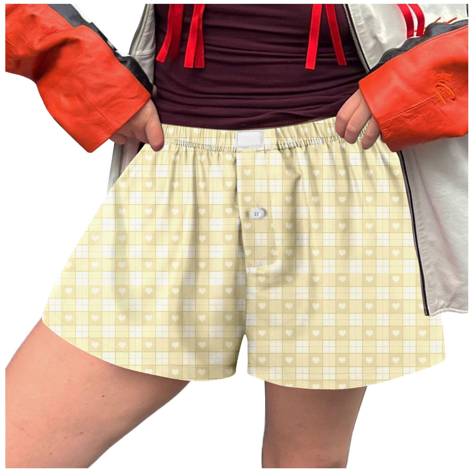 VBARHMQRT Female Daisy Dukes Shorts for Women Women Shorts Cute Soft  Elastic Low Waist Plaid Print Button Front Pajama Bottoms Boxer Shorts  Sleepwear Khaki Shorts Womens Bike Shorts - Walmart.com