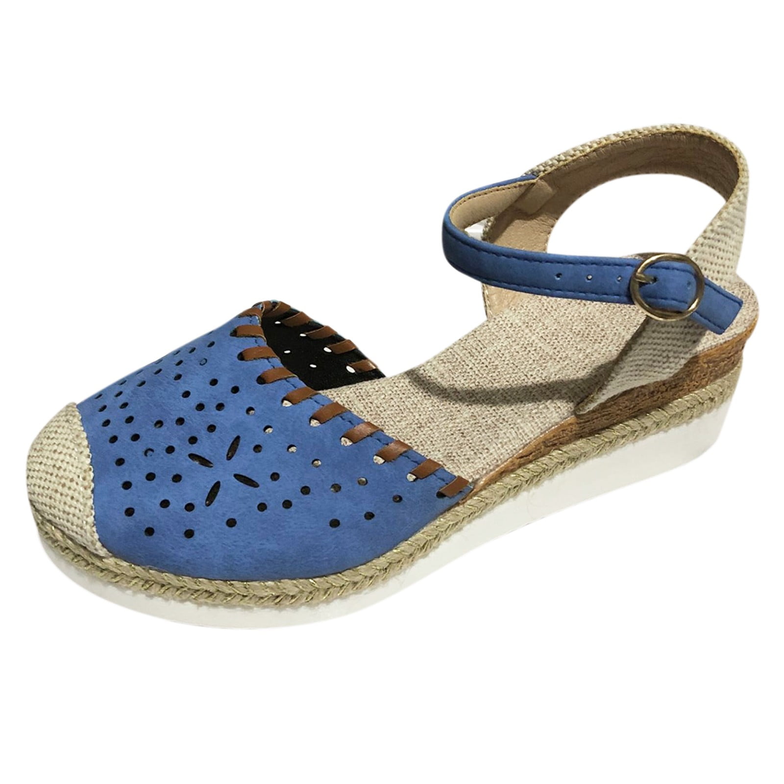 VBARHMQRT Female Dress Sandals Wide Width Navy Blue Vacation Classical