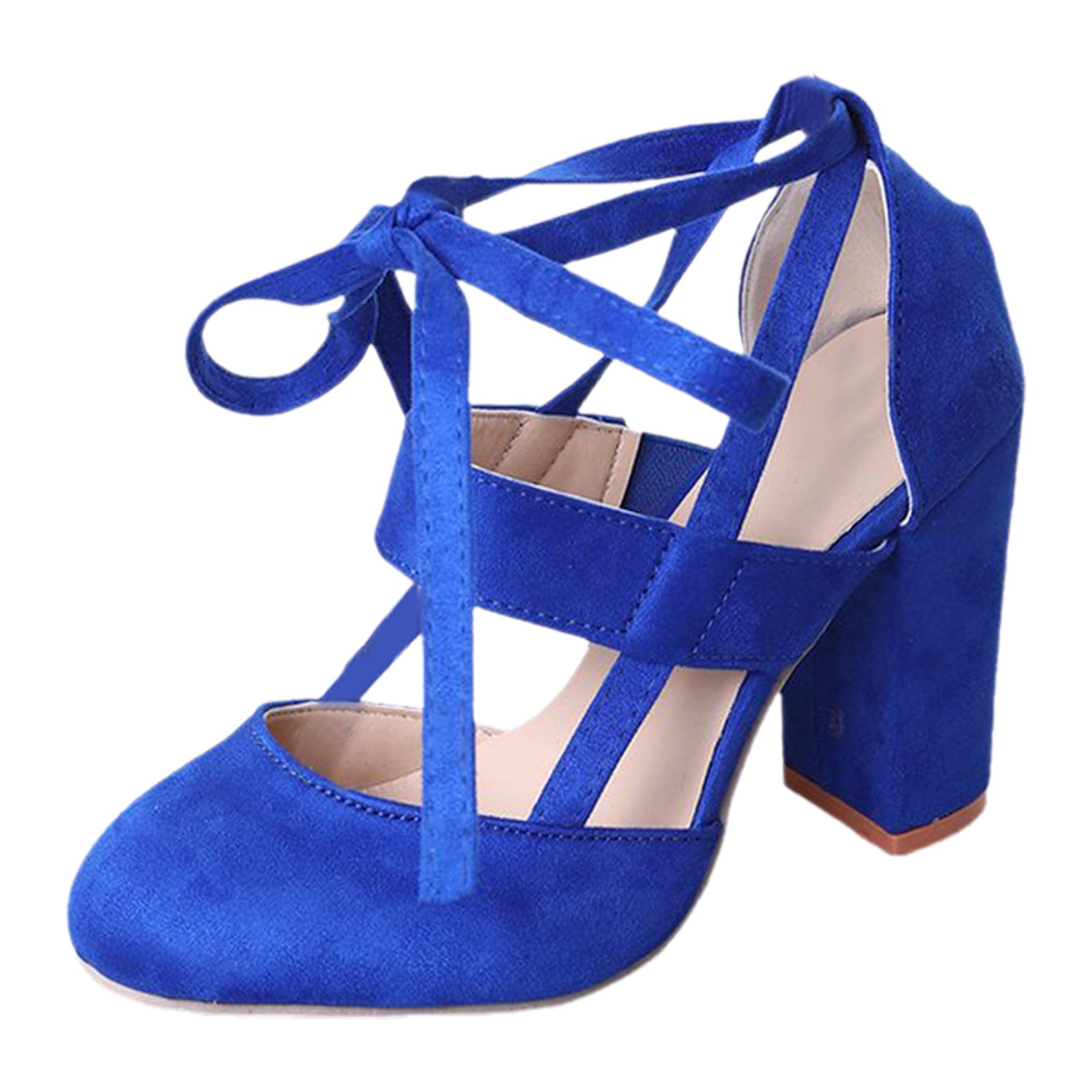 VBARHMQRT Female Dress Sandals Wide Width Navy Blue Women's Toe Tie