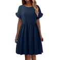 thumbnail image 1 of VBARHMQRT Female Easter Dress for Women Petite Fashion Solid Elegant Round Neck Loose Cotton and Linen Long Dress Spring Maxi Dresses for Women 2024 Bodycon Elegant Dresses for Women Evening Party, 1 of 5