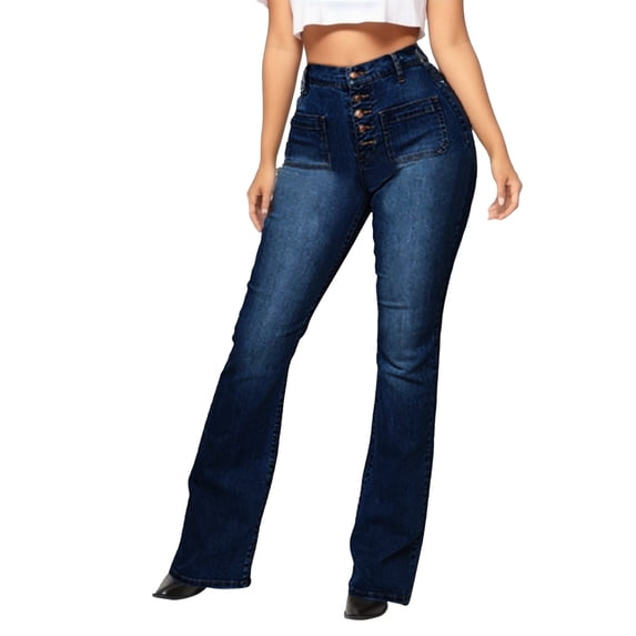 VBARHMQRT Female Flare Jeans for Women with Designs Mid Pants Waist Jeans Flare Bell Jeans Length Women Jeans Slim Women's Jeans Womens Stretch Jeans High Waisted Loose Womens Jeans Petite