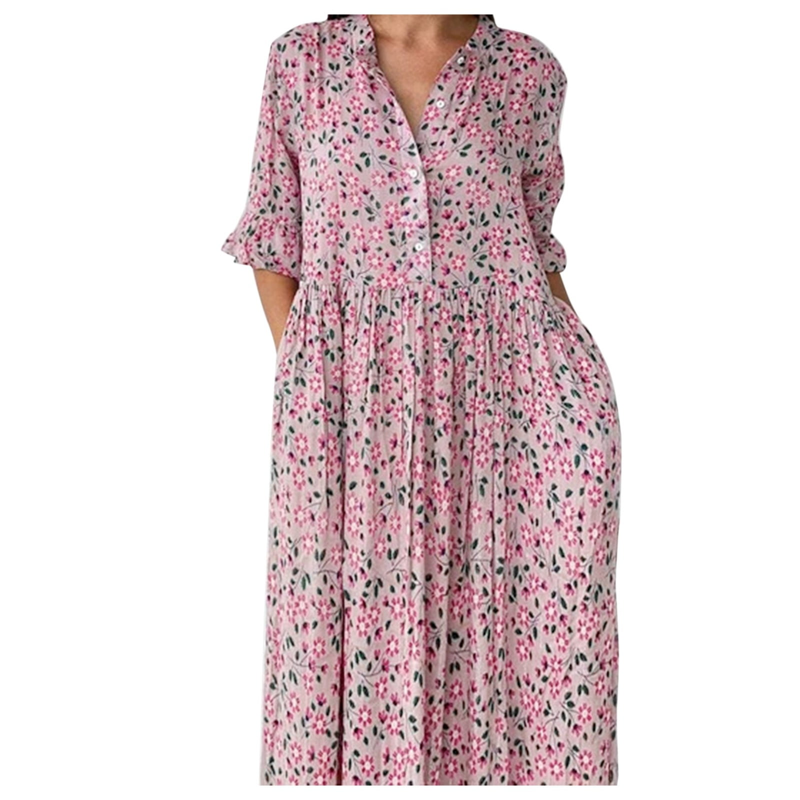 Vbarhmqrt Female House Dress For Women Women's Casual Loose Flowers 