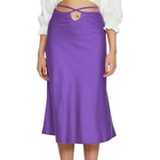 VBARHMQRT Female Linen Maxi Skirt Women's Satin Solid Color Zipper Skirt Fashion Simple Sexy Dress with Midriff Women's Skirts Long White Black Skirt for Women