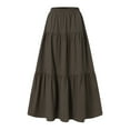 thumbnail image 1 of VBARHMQRT Female Long Skirts for Women Summer Plus Size Women's Spring/Summer Casual High Waist Cotton Linen Solid Pleated Loose Swing Half Length Skirt Bikini Cover up Skirt Boho Skirts with Pockets, 1 of 6