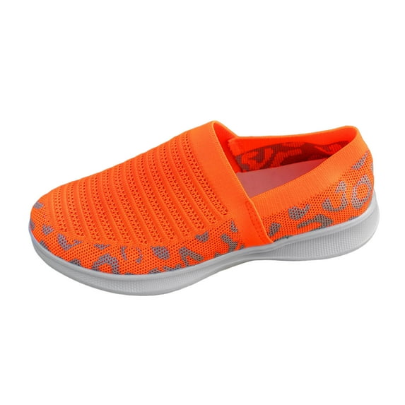VBARHMQRT Female Mountain Bike Shoes Ladies Fashion Leopard Print Color Block Breathable Mesh Knitted Flat Bottomed Casual Sports Shoes Womens Summer Shoes Womens Casual Shoes Slip Ons