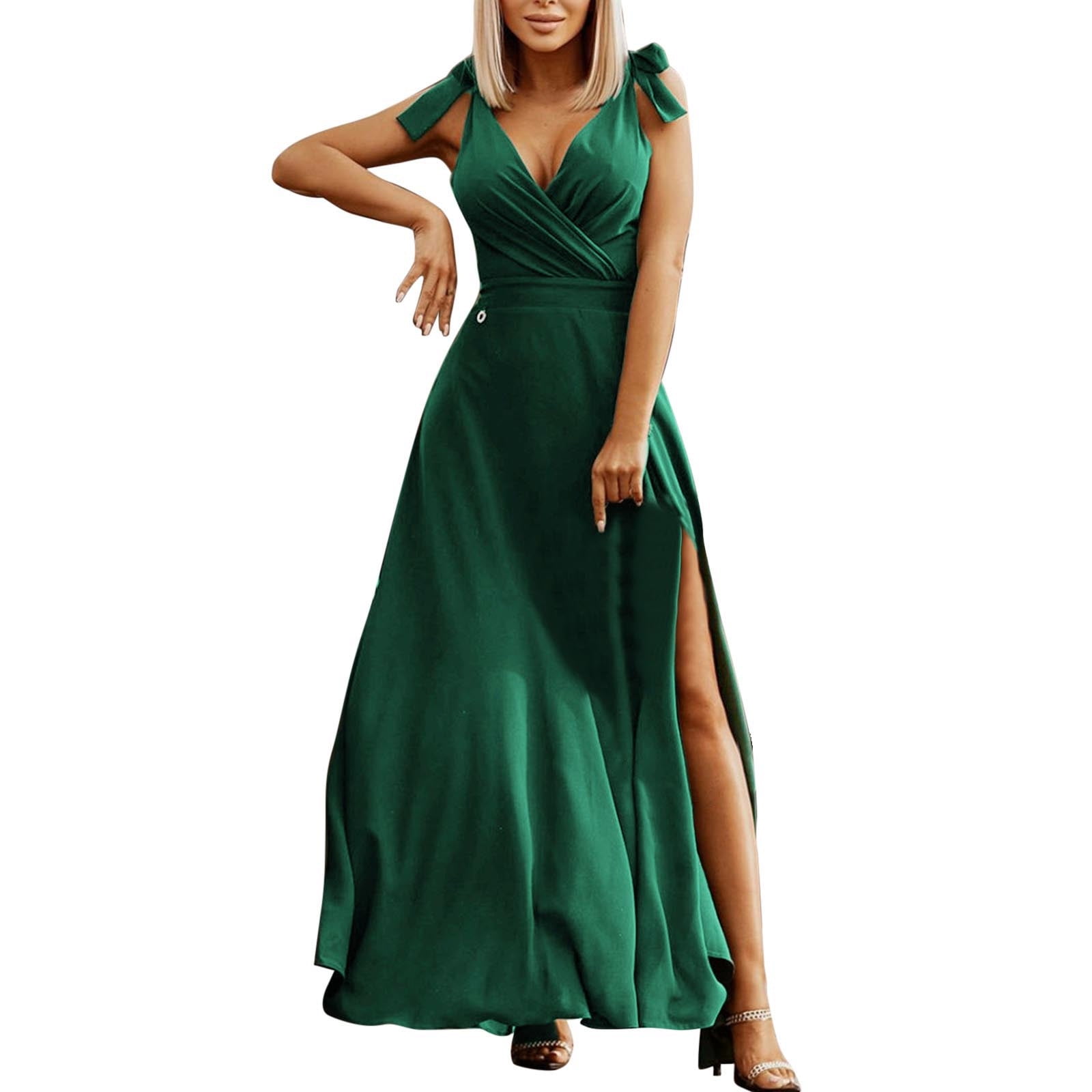 VBARHMQRT Female Red Dress Long Sleeve Women Dresses V Neck Sexy ...