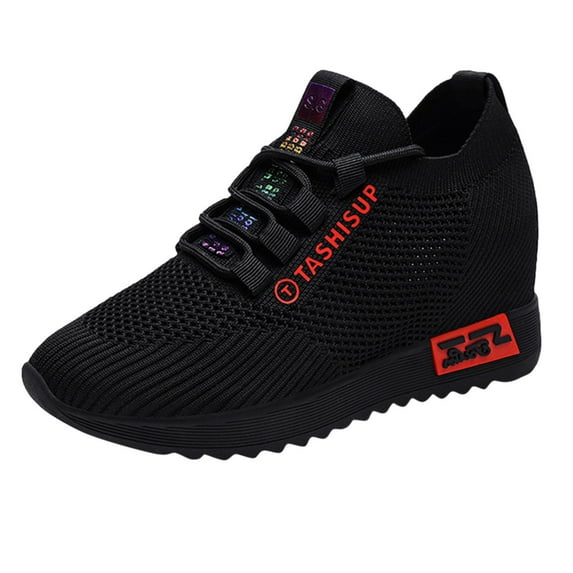 VBARHMQRT Female Red Sneakers Women Women Ladies' Inner Mesh Wedge Casual Sports Shoes Sneakers Sneakers for Women Black Sneakers