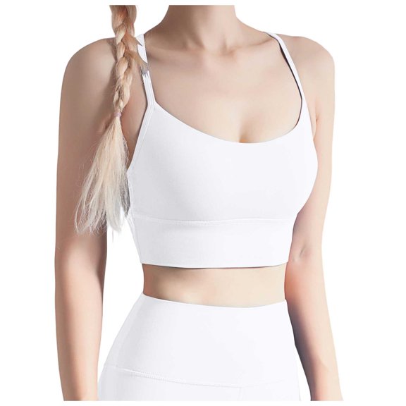 VBARHMQRT Female Red Sports Bra Butterluxe Womens Y Back Sports Bra Padded Racerback Low Impact Spaghetti Thin Strap Workout Yoga Bra Front Zip Sports Bra White Bralette Top