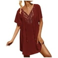 thumbnail image 1 of VBARHMQRT Female Sexy Coverups for Women Womens Swimsuit Coverup Lace Crochet V Neck Bathing Suit Cover up Dress Beach Cover ups for Swimwear Bathing Suit Coverups Beach Cover up Dress Black, 1 of 7