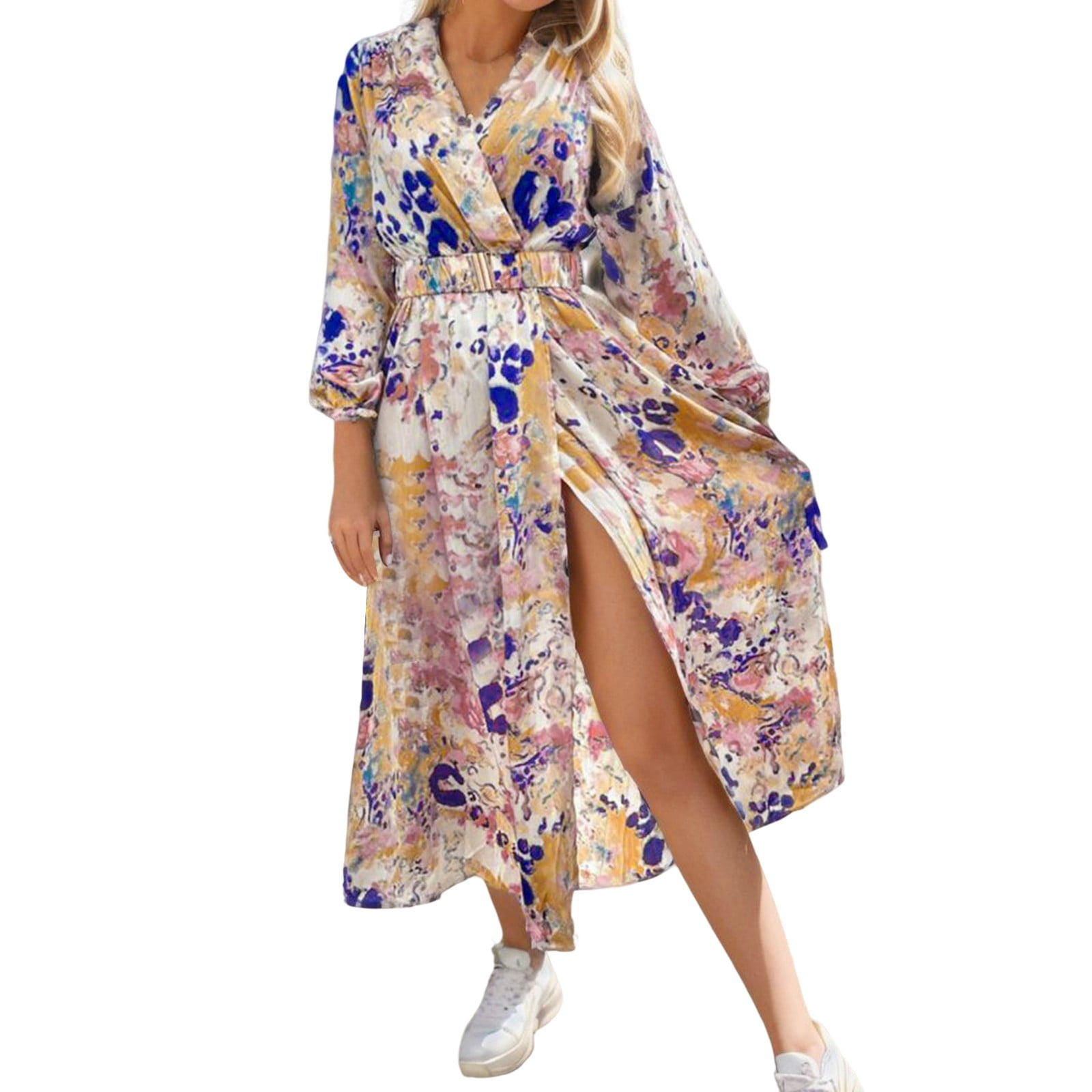 VBARHMQRT Female Spring Dresses for Wedding Guest Long Women Bohemian ...