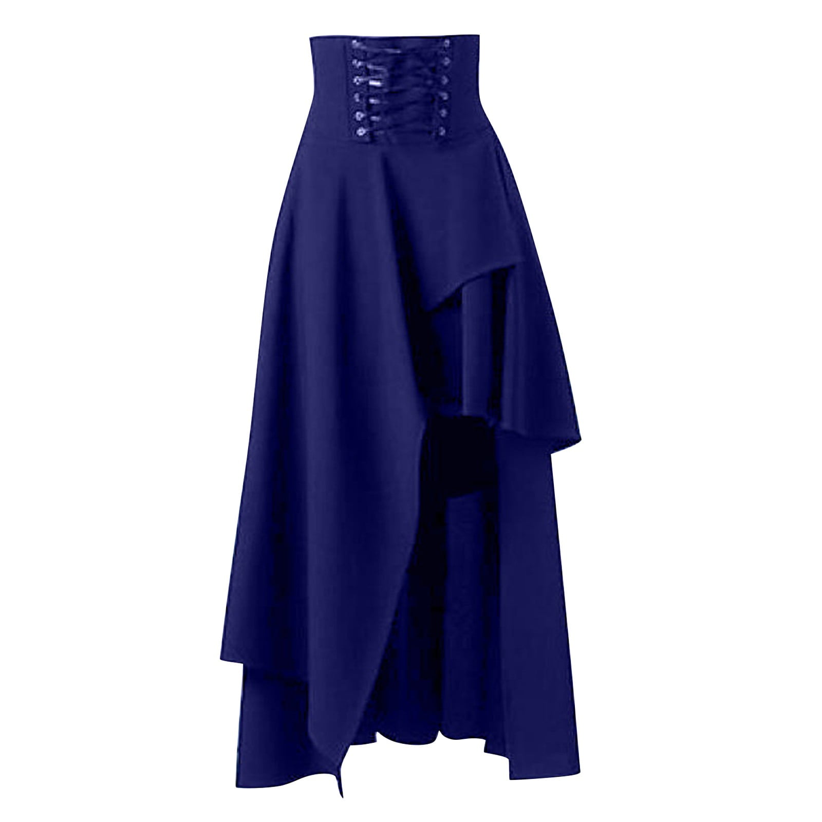 VBARHMQRT Female Summer Skirts Long Flowy Women's Steampunk Gothic Clothing Vintage Cotton Black Lace Skirts Flowy Skirt with Slit Womens Skirt
