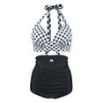 thumbnail image 1 of VBARHMQRT Female Swim Romper Swimsuits for Women 2 Piece Retro Polka Dot High Waist Bikini Set Two Piece Bathing Suit Wet Suit for Women Cold Water Swimming Maternity Swimwear Cover-Ups, 1 of 8