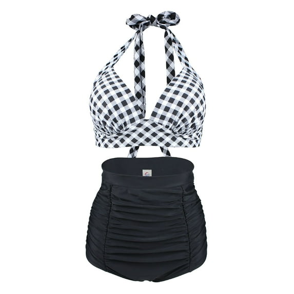 VBARHMQRT Female Swim Romper Swimsuits for Women 2 Piece Retro Polka Dot High Waist Bikini Set Two Piece Bathing Suit Wet Suit for Women Cold Water Swimming Maternity Swimwear Cover-Ups