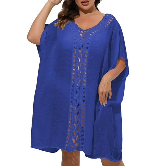 VBARHMQRT Female Beach Cover ups for Women Long Plus Size Women Mid Length Sleeve Pullover Plus Size Viscose Women Dress for Prayer Beach Cover up Skirt Crochet Bikini Cover up Dress Plus Size